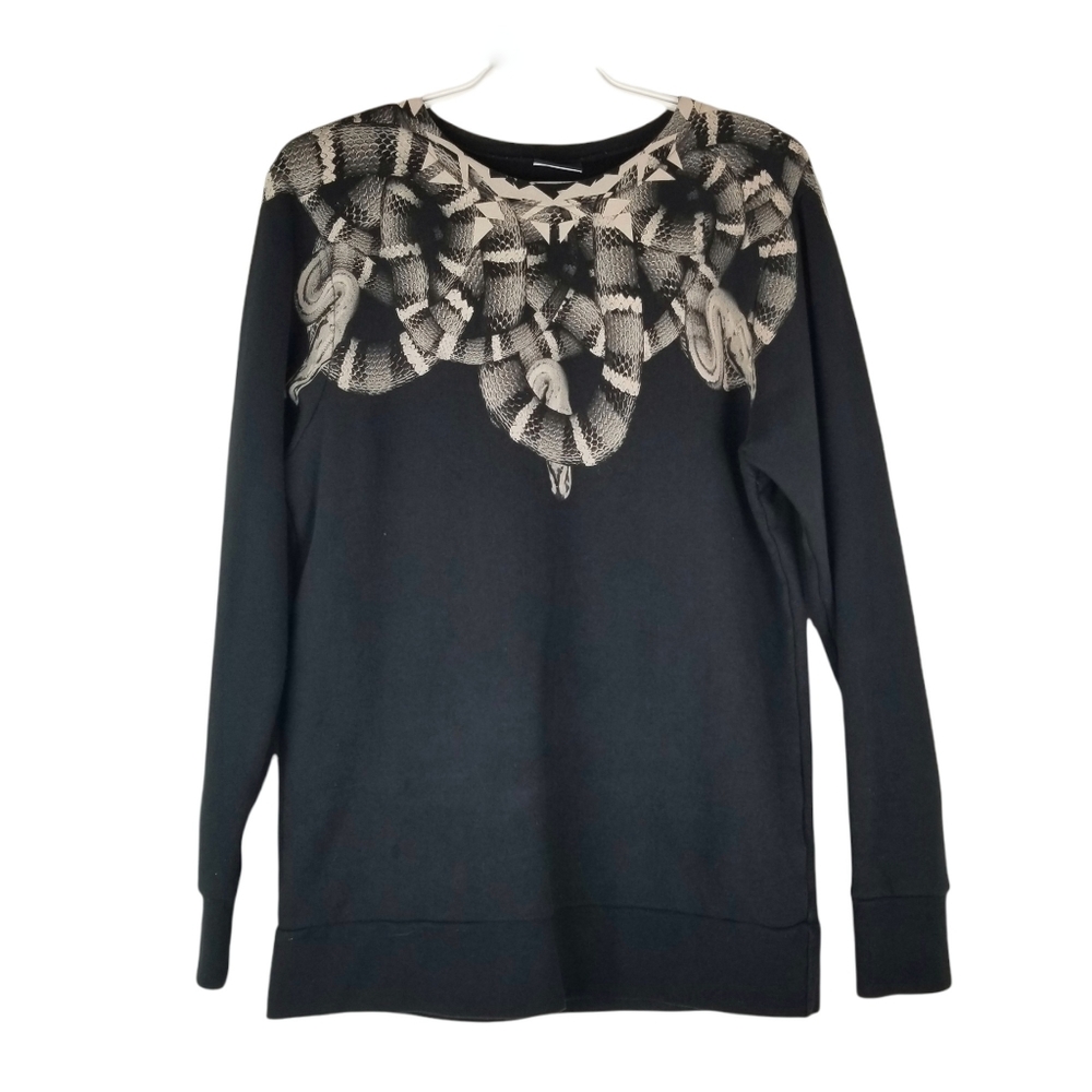 Marcelo Burlon County of Milan Black Sweatshirt with Cream Snake Print